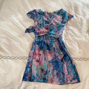 Rebecca Taylor blue and pink tie front dress